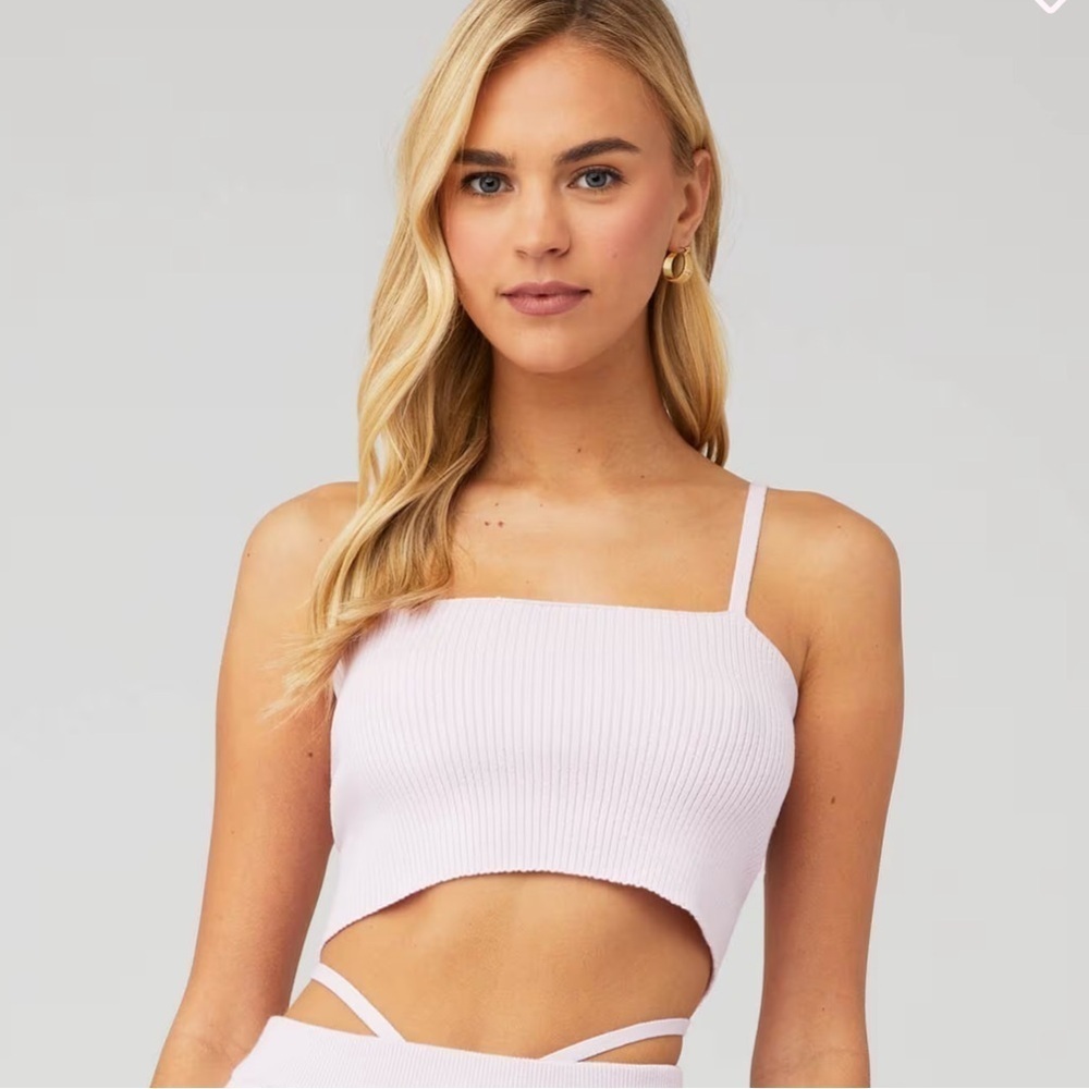 NWT Stylish Pink Ribbed Crop Top size M